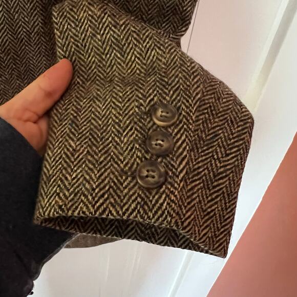 Vintage Lands End Irish Wool Tweed Blazer Brown/Tan SZ6 - Picture 6 of 8